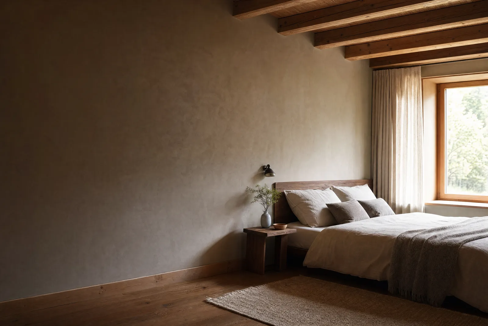 Ruhige Schlafzimmer-Szene im Abendlicht